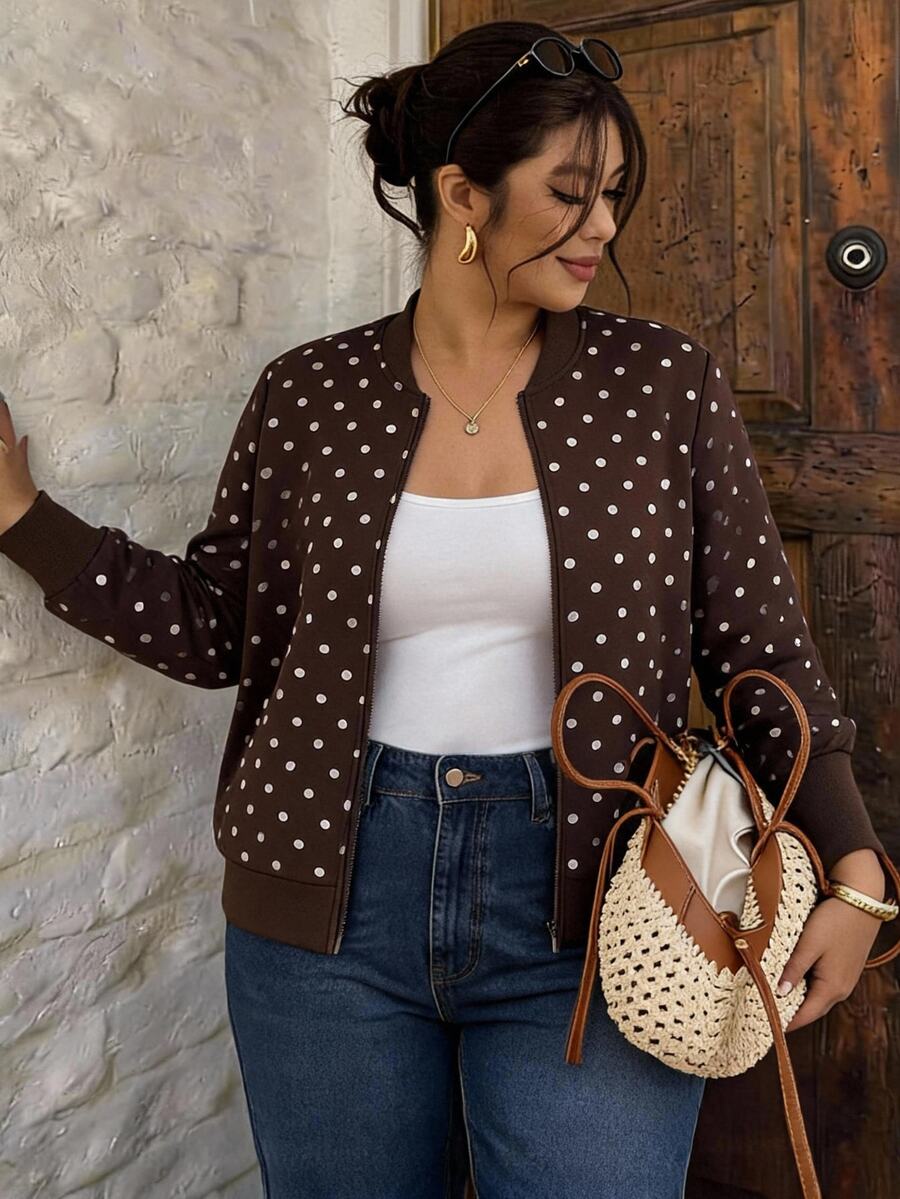 Lounesse Plus Size Sleeve Silhouette Floral Patchwork Versatile Thin Women's Jacket Office Formal Rodeo Autumn Normal Fall