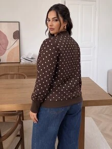 Lounesse Plus Size Sleeve Silhouette Floral Patchwork Versatile Thin Women's Jacket Office Formal Rodeo Autumn Normal Fall - Brown - View 8