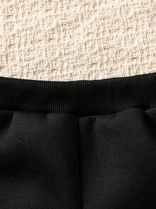 SHEIN 女嬰秋冬款柔軟舒適可愛刺繡粉色保暖內裡長袖連帽衛衣與長褲2件套 - 黑與白 - 查看 8