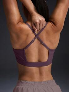 Powerista Women's Solid Color Cropped Camisole And Shorts Sports Set - Purple - View 4