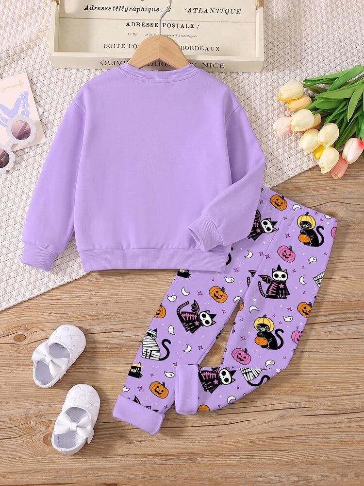 Tween Girls Crew Neck Kids Casual Drop Shoulder Autumn Sweatshirt & Slim Fit Leggings 2pcs Set - Multicolor - View 8