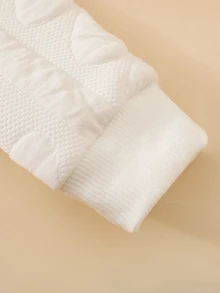SHEIN 嬰兒秋冬新款甜美可愛衛衣與毛絨長褲2件套，粉色可愛熊頭圖案小熊套裝嬰兒衣物套裝 - 白色 - 查看 8