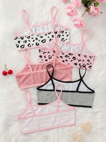 SHEIN 青少年女孩秋冬極簡舒適兒童學生成長期露背內衣背心 5件/組 - 彩色 - 查看 2