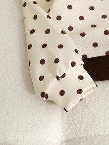 女童波點兩件套：米色底棕色波點上衣，長袖，深棕色大領口，假分層下擺；長褲 - 彩色 - 查看 4