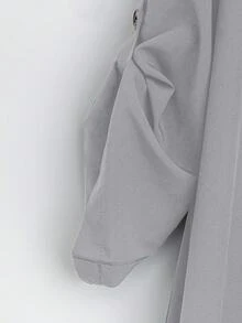 SHEIN Tall CURVE 大尺碼女款法式休閒夏季短袖V領長版洋裝 - 淺灰色 - 查看 4