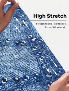Maweii Women's Plus Size Sexy Faux Denim Knit Fabric With Faux Rhinestones, Bandeau Design, Bodycon Bodycon Fit, Plus Size Faux Denim Dress, Plus Size Blue Dress, Plus Size Sexy Outfit, Women's Plus Size New Style, Party Gathering, Night Date, Fashion Item, Bandeau Bodycon Bodycon Plus Size Sexy Outfit, Women's Plus Size New Style - Multicolor - View 8