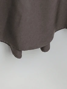 SHEIN Tall CURVE 大尺碼女款法式休閒夏季短袖V領長版洋裝 - 深灰色 - 查看 5
