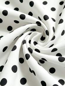 GlowEve CURVE Women's Fall Black White Polka Dot Open Shoulder Dress, Black Patchwork Hem, Asymmetric 2-In-1 Design Suitable For Commuting, Dinner Parties,And Dates. - Black - View 6