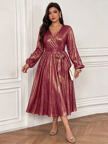 Femmeverse Dress Ukuran Plus - Merah - View 3