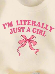 SHEIN Playful Pals Baby Girls 3 Sets Bow Cherry Letter Print Crew Neck Sweatshirt & Sweatpants Long Sleeve Casual Soft Multi‑Color Fall Daily Clothes Cute - Multicolor - View 5