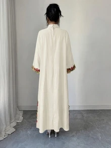 Yasmyna 女款花卉蕾絲休閒優雅寬鬆長款晨袍 - 白色 - 查看 2