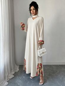 Yasmyna 女款花卉蕾絲休閒優雅寬鬆長款晨袍 - 白色 - 查看 5