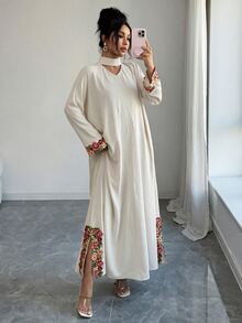 Yasmyna 女款花卉蕾絲休閒優雅寬鬆長款晨袍 - 白色 - 查看 7