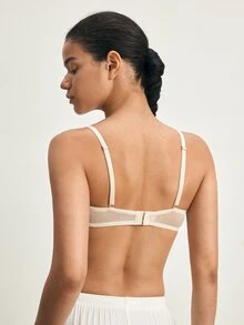 Ocili 2pcs Thin Mesh Patchwork Sexy Style Lingerie, Large Bust Minimizing & Slimming, Pure Cotton No Padding Underwire Push-Up Lift & Anti-Sagging Bra - Multicolor - View 3