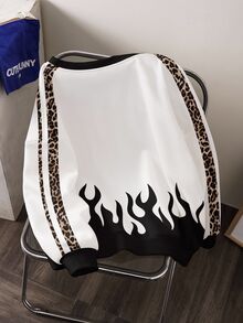 Betty Boop x SHEIN Plus Size Round Neck Sweatshirt All-Over Print Fall - White - View 2