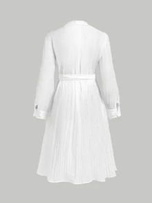 SHEIN MOD Women's Sun Protection Trench Coat, Tencel Rayon Mid-Length Loose Fit Jacket, Premium Look, White,Going Out,Concert Outfit,Summer And Autumn - White - View 3