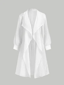 SHEIN MOD Women's Sun Protection Trench Coat, Tencel Rayon Mid-Length Loose Fit Jacket, Premium Look, White,Going Out,Concert Outfit,Summer And Autumn - White - View 4