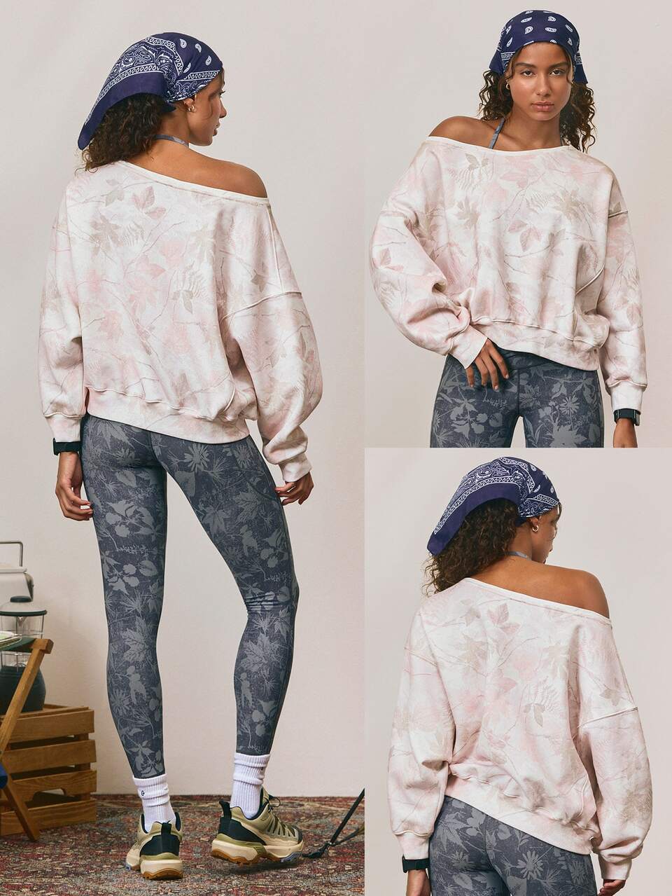 Everyday Fleece Shine Bright Soft Warm Lightweight Oversized Off-The-Shoulder Pullover Sweatshirt Autumn Winter Outdoors Daily Casual Wear
