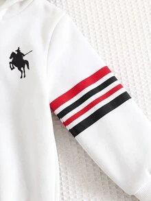 SHEIN 嬰兒男童紅色布料連帽長袖拉鍊連身衣 秋冬保暖舒適經典款 - 彩色 - 查看 5