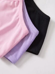SHEIN 少女簡單舒適親膚兒童發育期內衣背心 白色素色 5件組 - 彩色 - 查看 4
