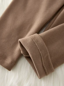 SHEIN Boys' Autumn/Winter Comfortable Soft Brown Deoron Long Pants & Long Sleeve Top Set, Innerwear Combination - Coffee Brown - View 5