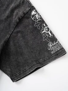 Manfinity EMRG Men's Snowflake Print Short Sleeve T-Shirt - Black - View 6
