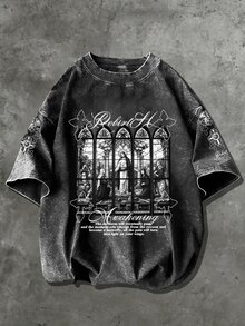 Manfinity EMRG Men's Snowflake Print Short Sleeve T-Shirt - Black - View 3
