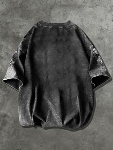 Manfinity EMRG Men's Snowflake Print Short Sleeve T-Shirt - Black - View 4
