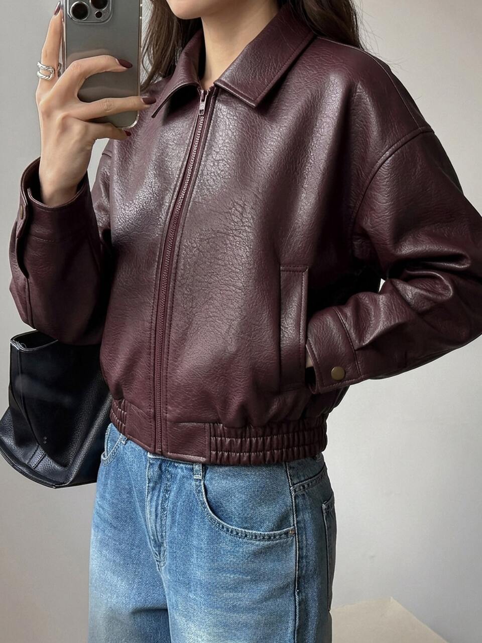 Women's Short Street Casual Loose Leather Jacket