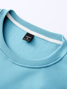 Manfinity EMRG Men's Round Neck Long Sleeve Hand Palm Print Minimalist Sweatshirt, Casual Everyday Wear, For Fall - Blue - View 6
