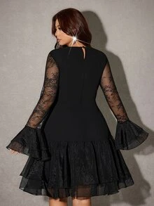 Viva Relle Plus Size Long Sleeve Sexy Hot Girl Date Versatile Dress Fall - Black - View 6