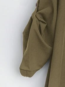 SHEIN Tall CURVE 大尺碼女款法式休閒夏季短袖V領長版洋裝 - 0.霧綠 - 查看 4