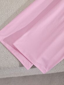SHEIN 青少年女孩秋季套裝 2件/套 圓領撞色長袖T恤與長褲套裝，秋季，休閒，穿搭 - 粉色 - 查看 12