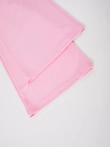 SHEIN Sparklyn 青少年女孩秋季套裝 上衣2件組 圓領休閒運動修身長袖T恤 鬆緊腰寬腿寬鬆校園學生風 粉色 - 粉色 - 查看 7
