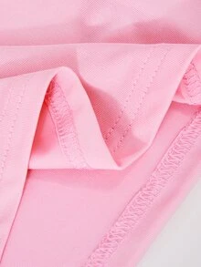 SHEIN Sparklyn 青少年女孩秋季套裝 上衣2件組 圓領休閒運動修身長袖T恤 鬆緊腰寬腿寬鬆校園學生風 粉色 - 粉色 - 查看 5