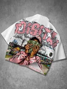 Manfinity EMRG Men's Letter & Character Print Short Sleeve Single-Breasted Shirt - Multicolor - View 6