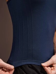 Powerista Women's Black & Navy Blue Seamless Fitted Sports Tank Top 2pcs Set - Multicolor - View 6