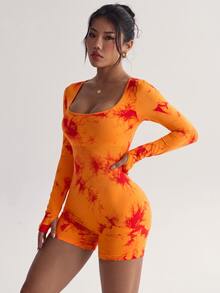 SHEIN Core Rhythm Women's Fashionable Sporty Cross-Design Backless Bodycon Jumpsuit Airport Outfit - Multicolor - View 7