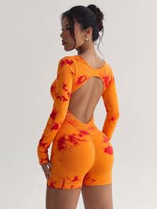 SHEIN Core Rhythm Women's Fashionable Sporty Cross-Design Backless Bodycon Jumpsuit Airport Outfit - Multicolor - View 8