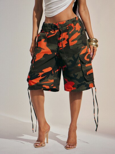Denimoi Oversized Camo Cargo Jorts Fashion Jorts Fashion Streetwear Cool Girl Jeans Summer Camo Jorts