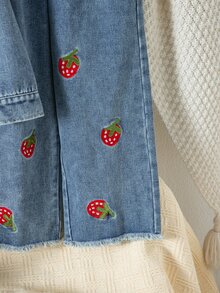 SHEIN ChillGRL Pakaian Dua Potong Denim Gadis Muda - Biru - View 6