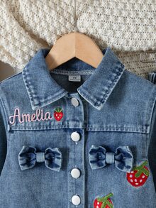 SHEIN ChillGRL Pakaian Dua Potong Denim Gadis Muda - Biru - View 5
