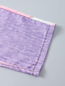 SHEIN 女童 (8-12歲) 休閒 Y2K 街頭風 白色愛心印花短袖 T 恤 & 粉紫色拼接仿牛仔印花長褲 2 件套，甜美對比色穿搭，適合夏季日常上學與戶外出遊 - 粉色 - 查看 9