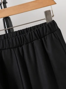 SHEIN 2件組青少年男孩連帽長袖運動衫套裝，黑色丹寧風數位印花字母運動衫與慢跑褲，日常/校園穿搭 - 黑色 - 查看 6