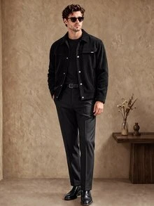 Core Aspect 1pc Men's Light Business Style Jacket, Versatile Commuter Fashion Comfortable, Boyfriend Gift Husband Gift, Anniversary Gift - Black - View 3