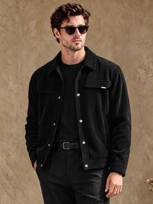 Core Aspect 1pc Men's Light Business Style Jacket, Versatile Commuter Fashion Comfortable, Boyfriend Gift Husband Gift, Anniversary Gift - Black - View 5