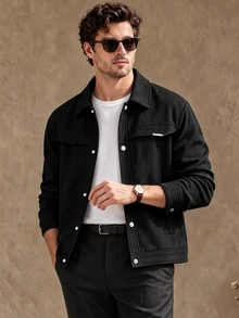 Core Aspect 1pc Men's Light Business Style Jacket, Versatile Commuter Fashion Comfortable, Boyfriend Gift Husband Gift, Anniversary Gift - Black - View 1