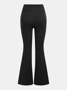 SHEIN 青少年女孩馬匹印花薄款長褲，附手機口袋 - 黑色 - 查看 2