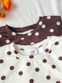 SHEIN 少女波點針織套頭居家睡衣套裝，買1送1，舒適休閒日常修身款，隨機發貨，8件組發4件 - 彩色 - 查看 4