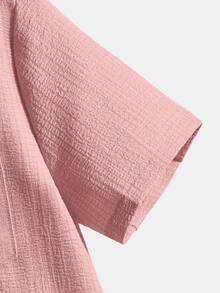 SHEIN 休閒貼布 口袋 前紐扣字母男童（大）襯衫 - 藕粉色 - 查看 3